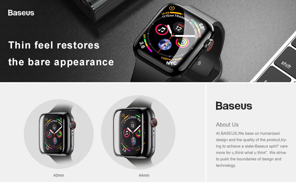 BASEUS загартоване скло для Apple Watch 40mm - чорний