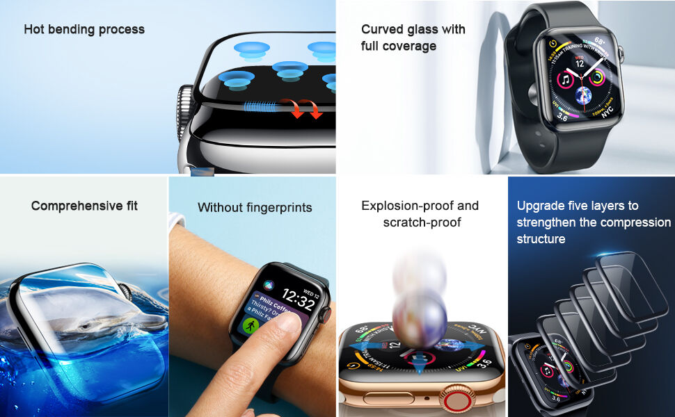 BASEUS загартоване скло для Apple Watch 40mm - чорний