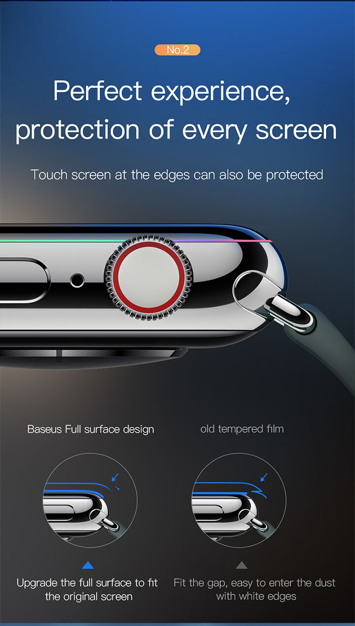 BASEUS загартоване скло для Apple Watch 40mm - чорний