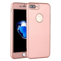 Силіконовий футляр на iPhone 8 Plus / 7 Plus з 360°-ним захистом - захищає передню та задню сторону - рожево-золотий (Rose Gold)