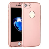 Силіконовий футляр на iPhone 8 / 7 з 360°-ним захистом - захищає передню та задню сторону - рожево-золотий (Rose Gold)