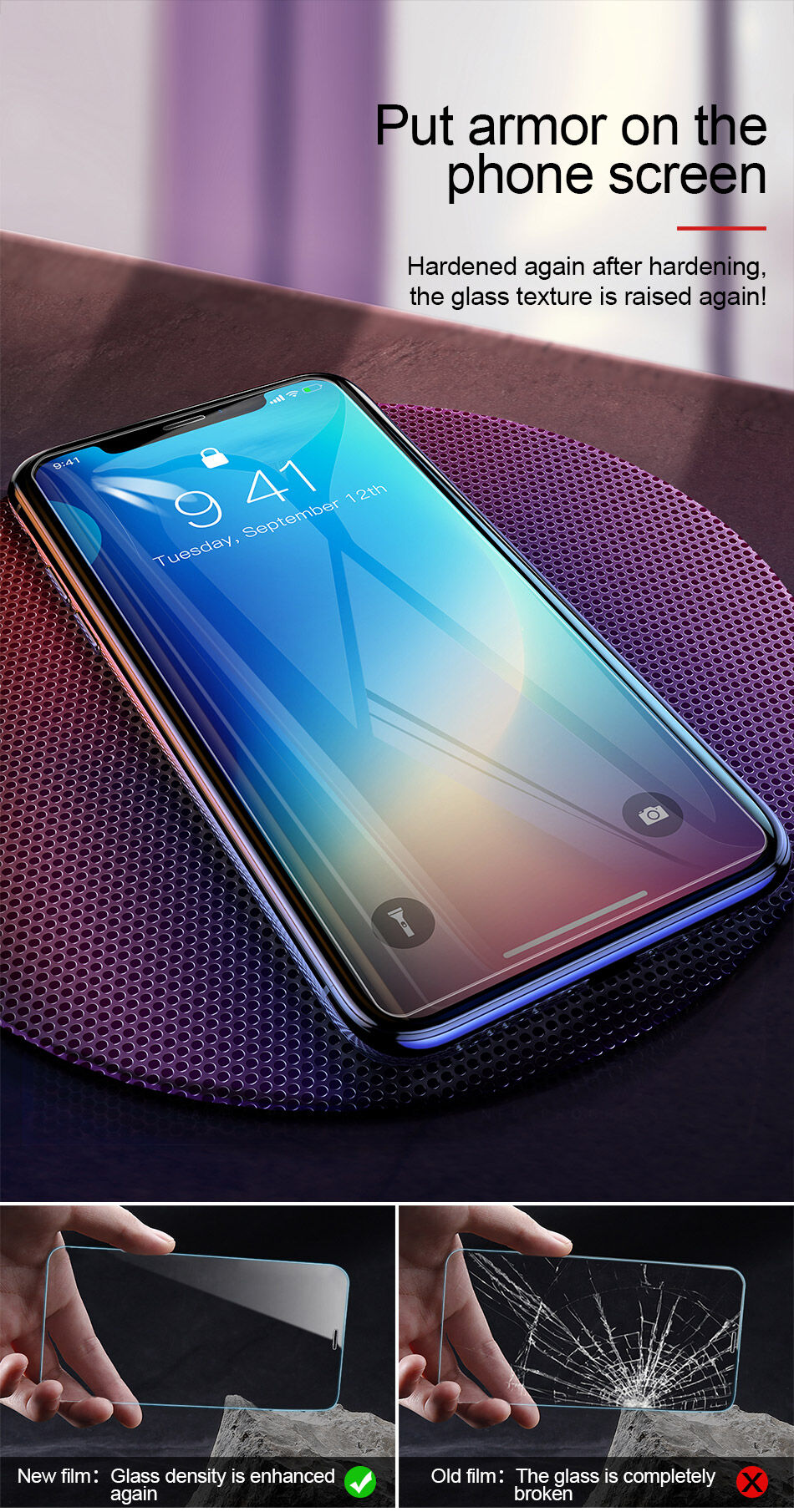 BASEUS загартоване Anti-bluelight скло для iPhone XR