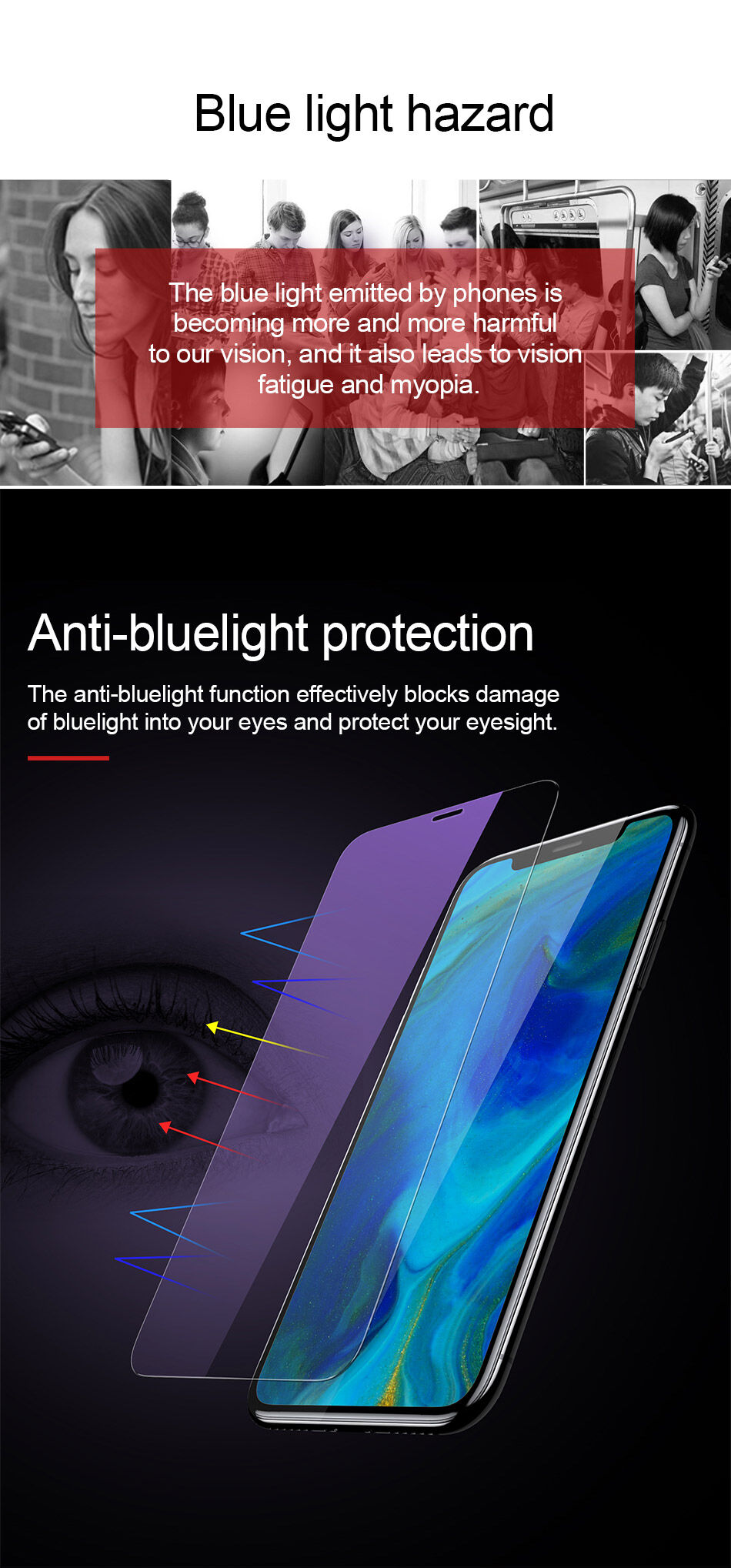 BASEUS загартоване Anti-bluelight скло для iPhone XR