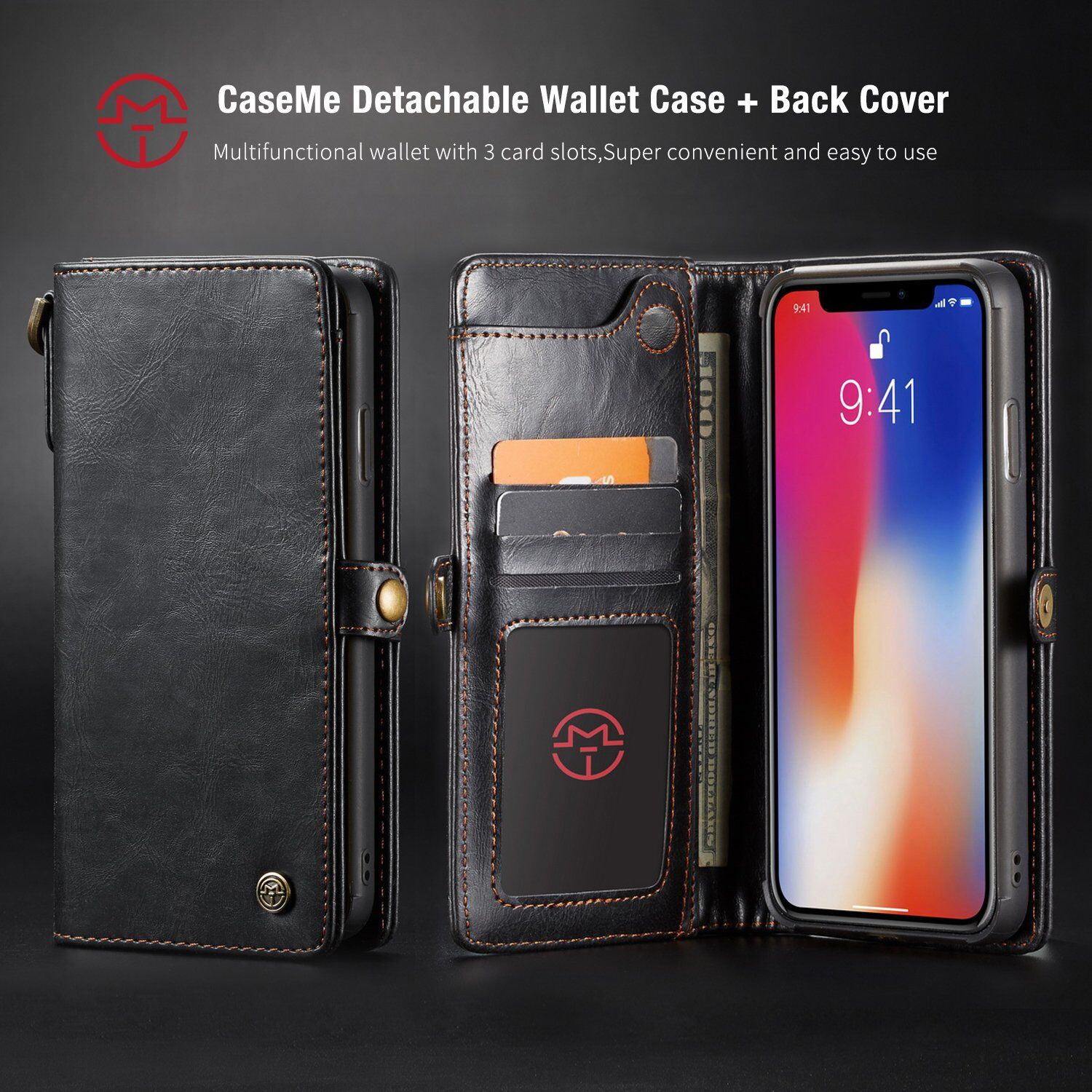 CASEME 2v1 odnímatelné pouzdro pro iPhone XS Max - černá