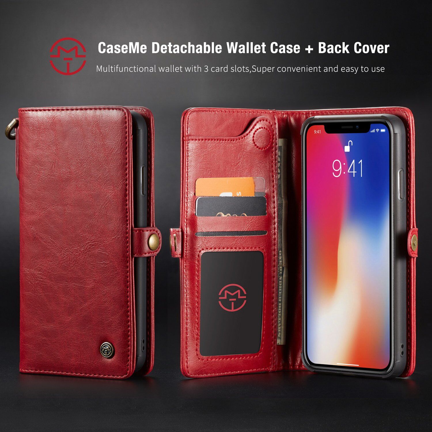 CASEME 2v1 odnímatelné pouzdro pro iPhone XS Max - hnědá
