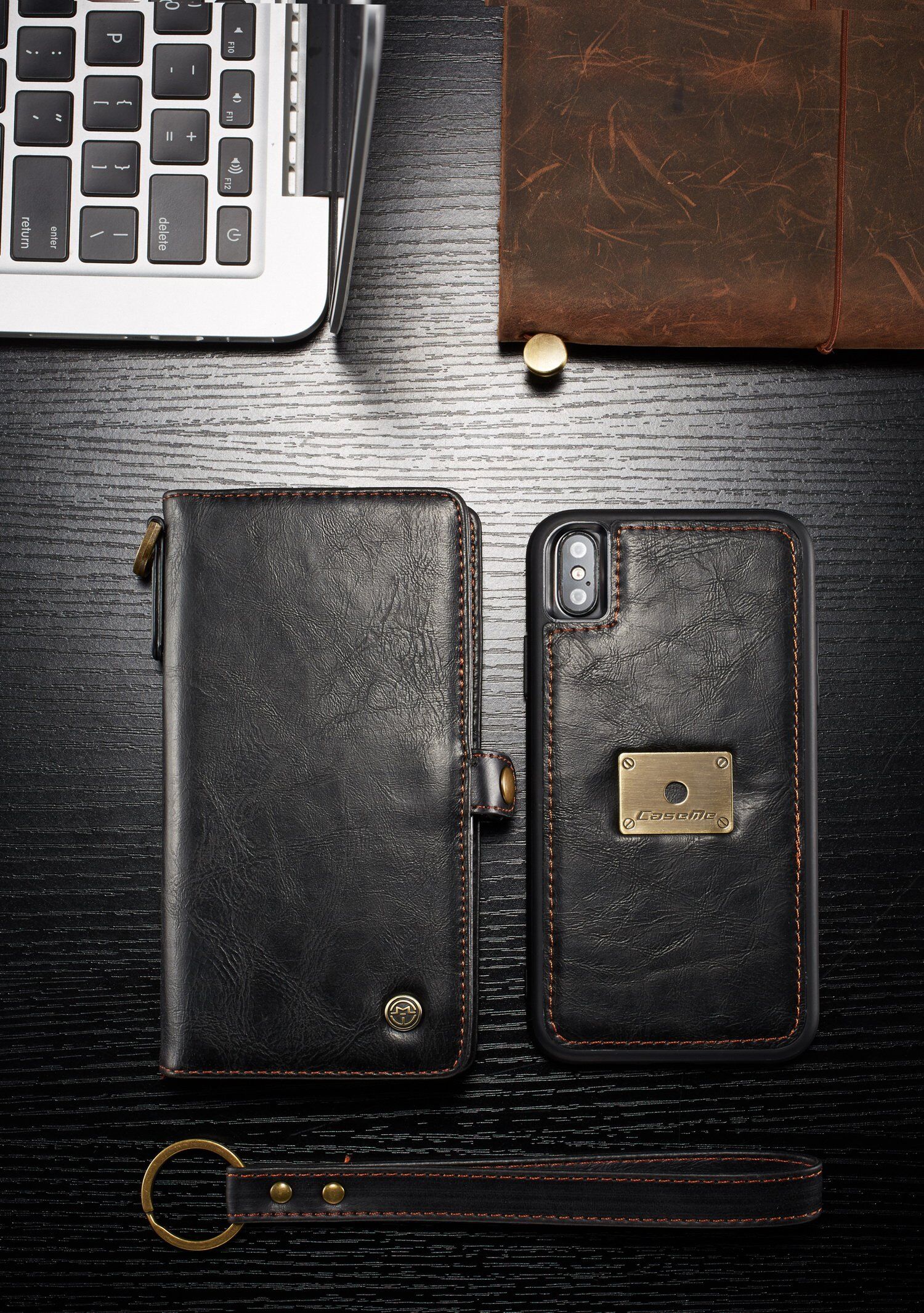 CASEME 2v1 odnímatelné pouzdro pro iPhone XS Max - hnědá