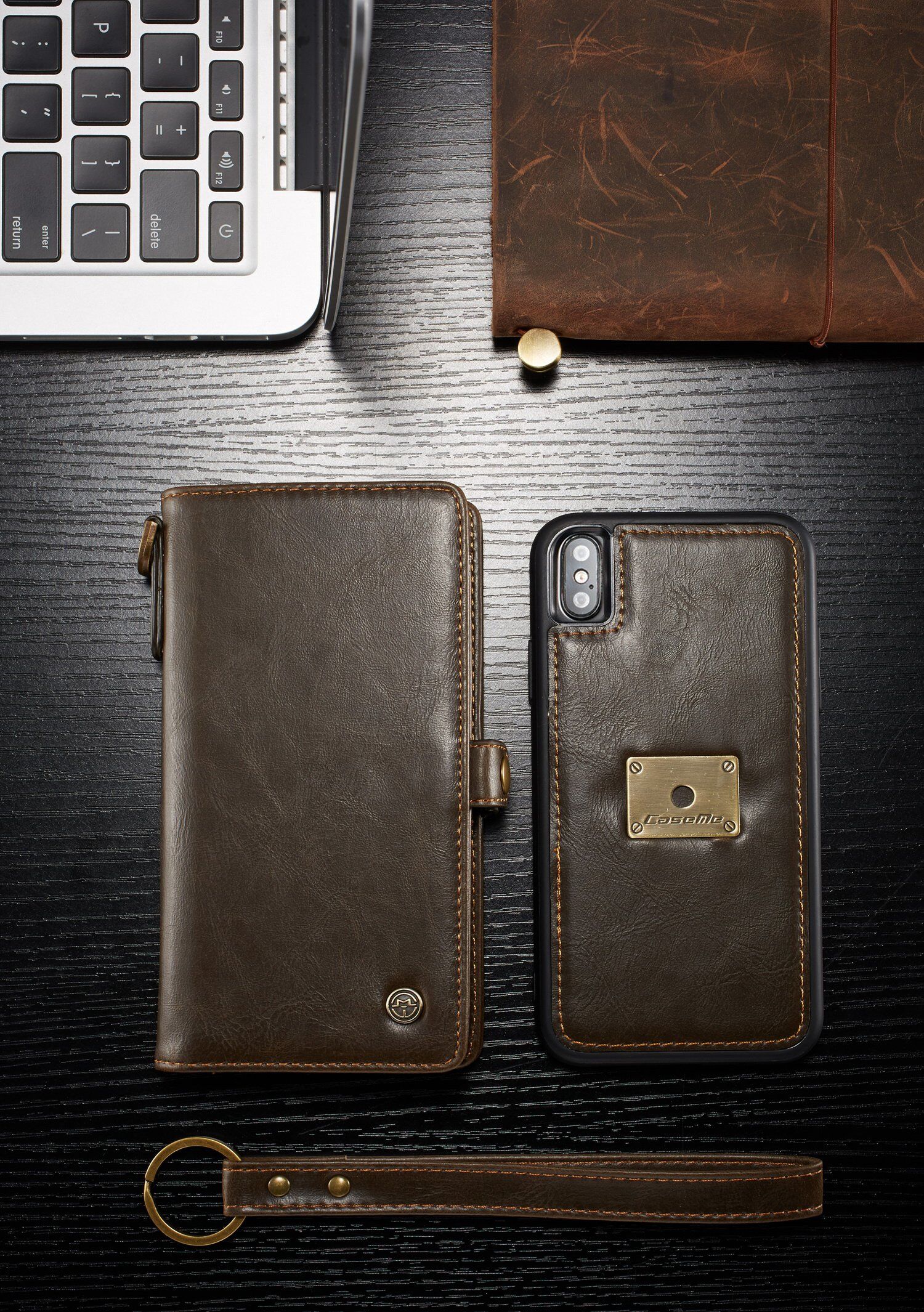CASEME 2v1 odnímatelné pouzdro pro iPhone XS Max - hnědá