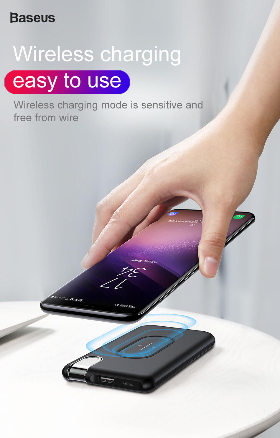 BASEUS powerbank 10000mAh з бездротовою зарядкою - чорний