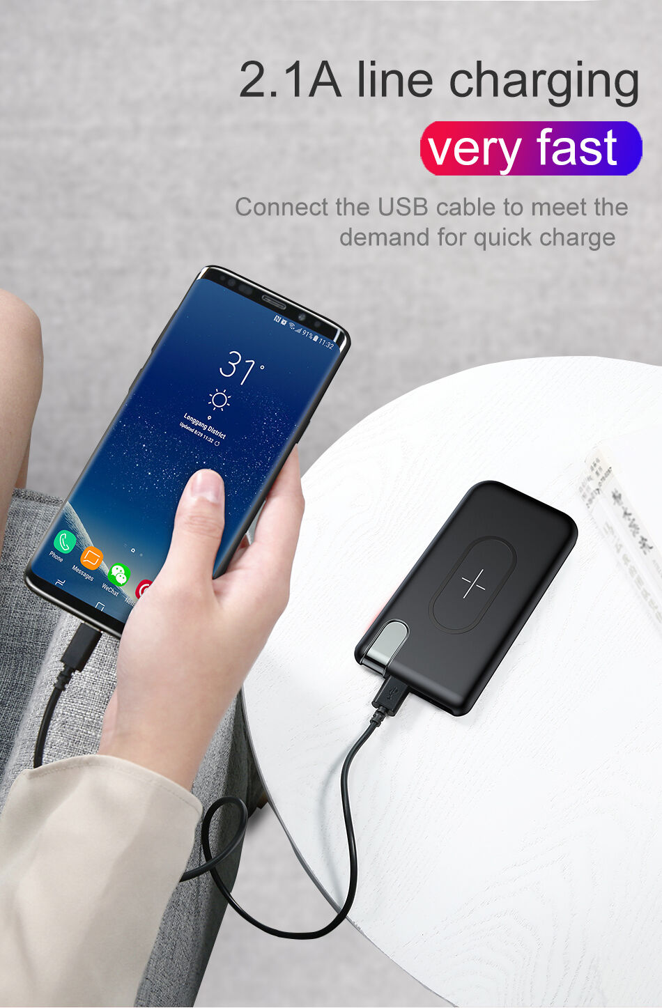 BASEUS powerbank 10000mAh з бездротовою зарядкою - чорний