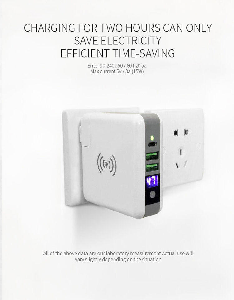 Зарядка / powerbank 6700mAh зі обмінними штекерами (AU / UK / US / EU) та бездротовою зарядкою