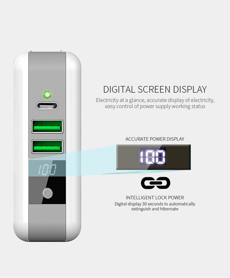Зарядка / powerbank 6700mAh зі обмінними штекерами (AU / UK / US / EU) та бездротовою зарядкою