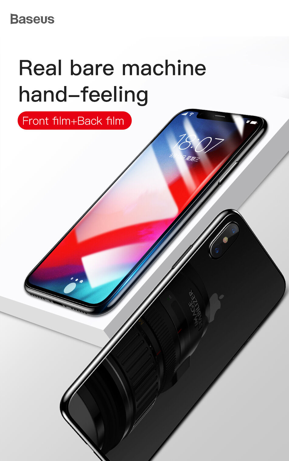 BASEUS загартоване скло на переднюю та заднюю сторону iPhone XS Max