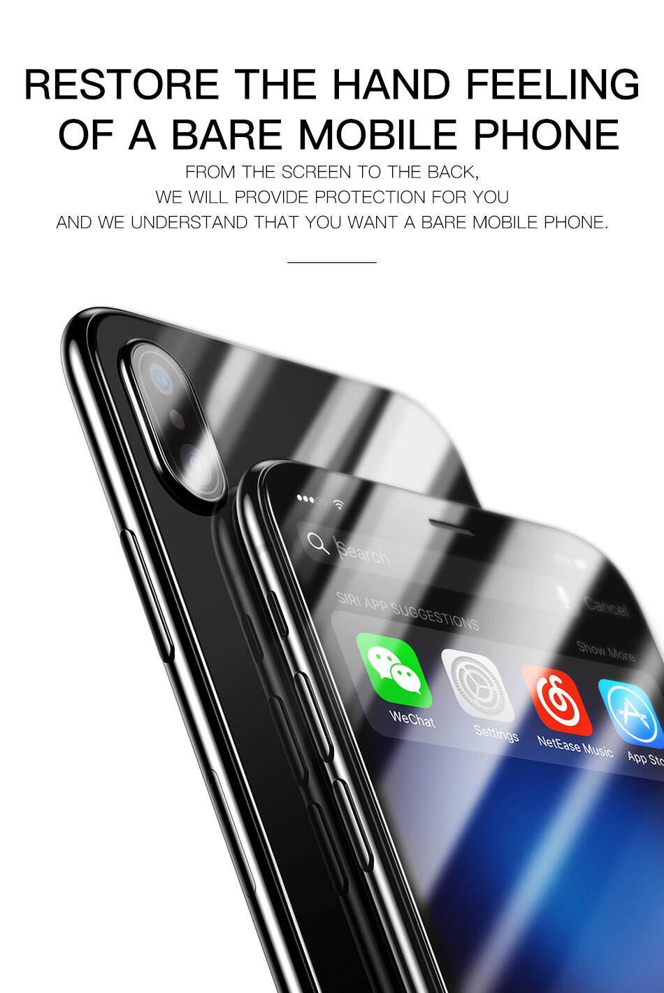 BASEUS загартоване скло на переднюю та заднюю сторону iPhone XS Max