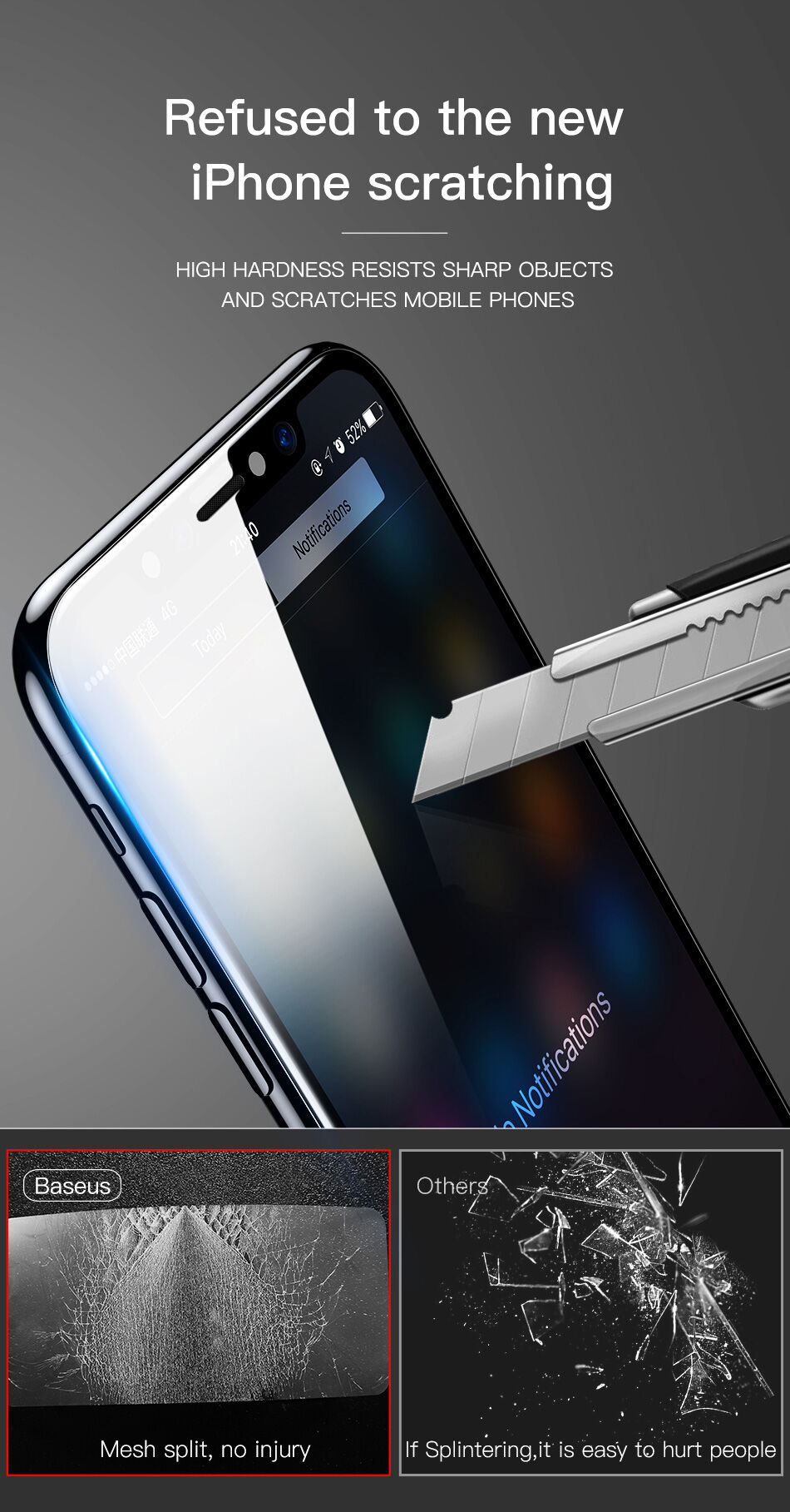 BASEUS загартоване скло на переднюю та заднюю сторону iPhone XS Max