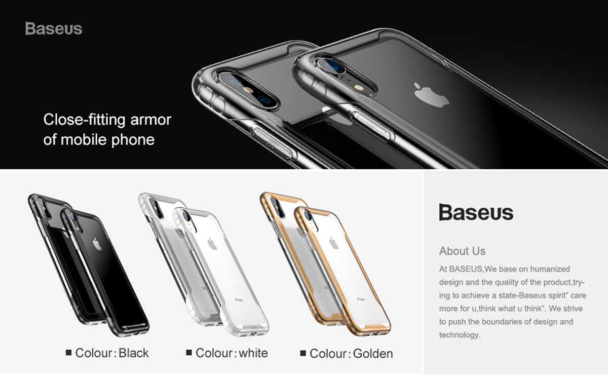 BASEUS Armor transparentní kryt s rámečkem pro iPhone XR - černá