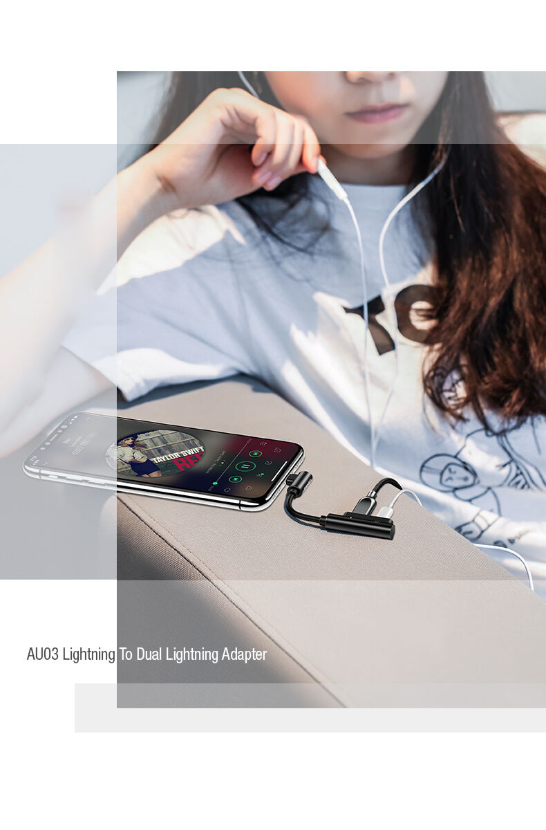 USAMS редукція з 2 lightning конекторами для iPhone - чорний