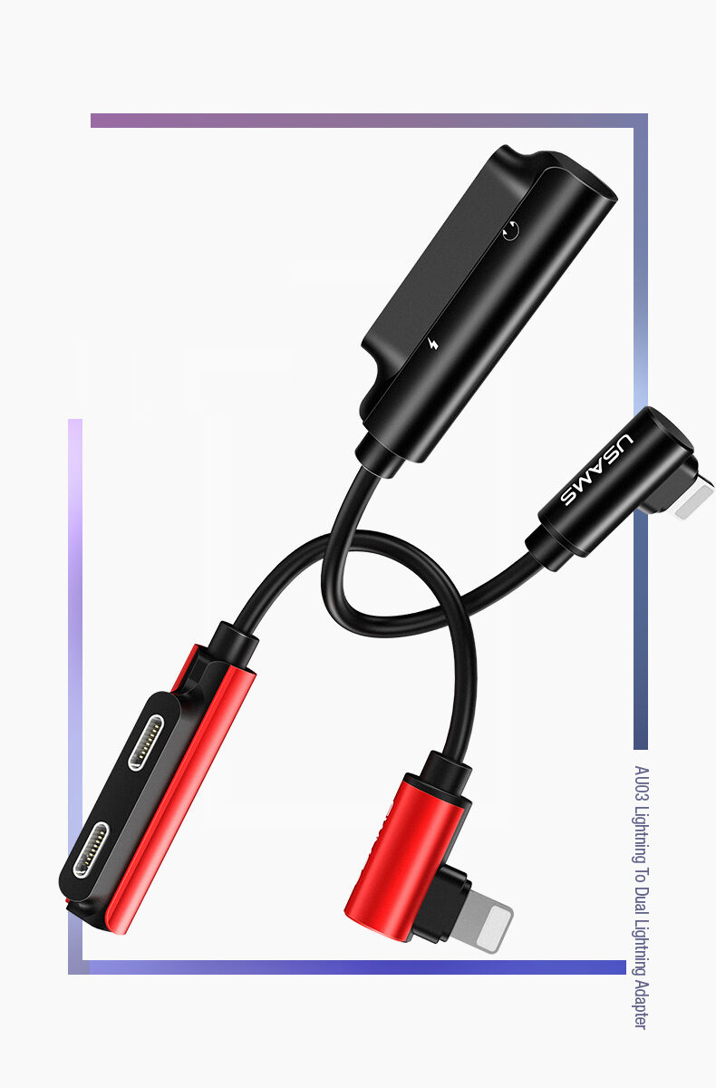 USAMS редукція з 2 lightning конекторами для iPhone - чорний