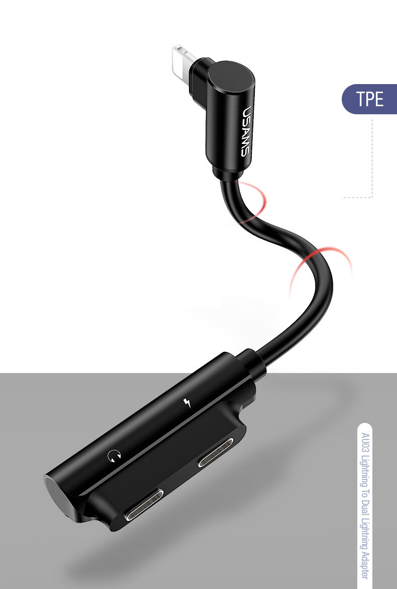 USAMS редукція з 2 lightning конекторами для iPhone - чорний