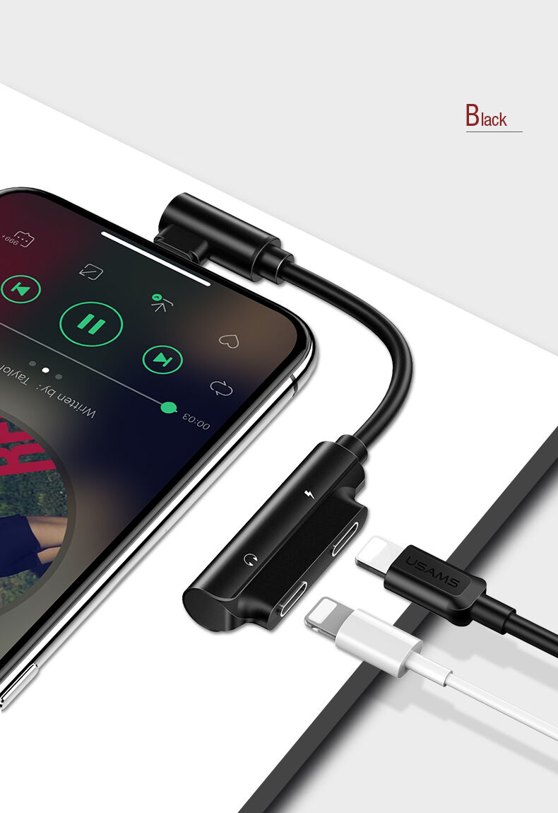 USAMS редукція з 2 lightning конекторами для iPhone - чорний
