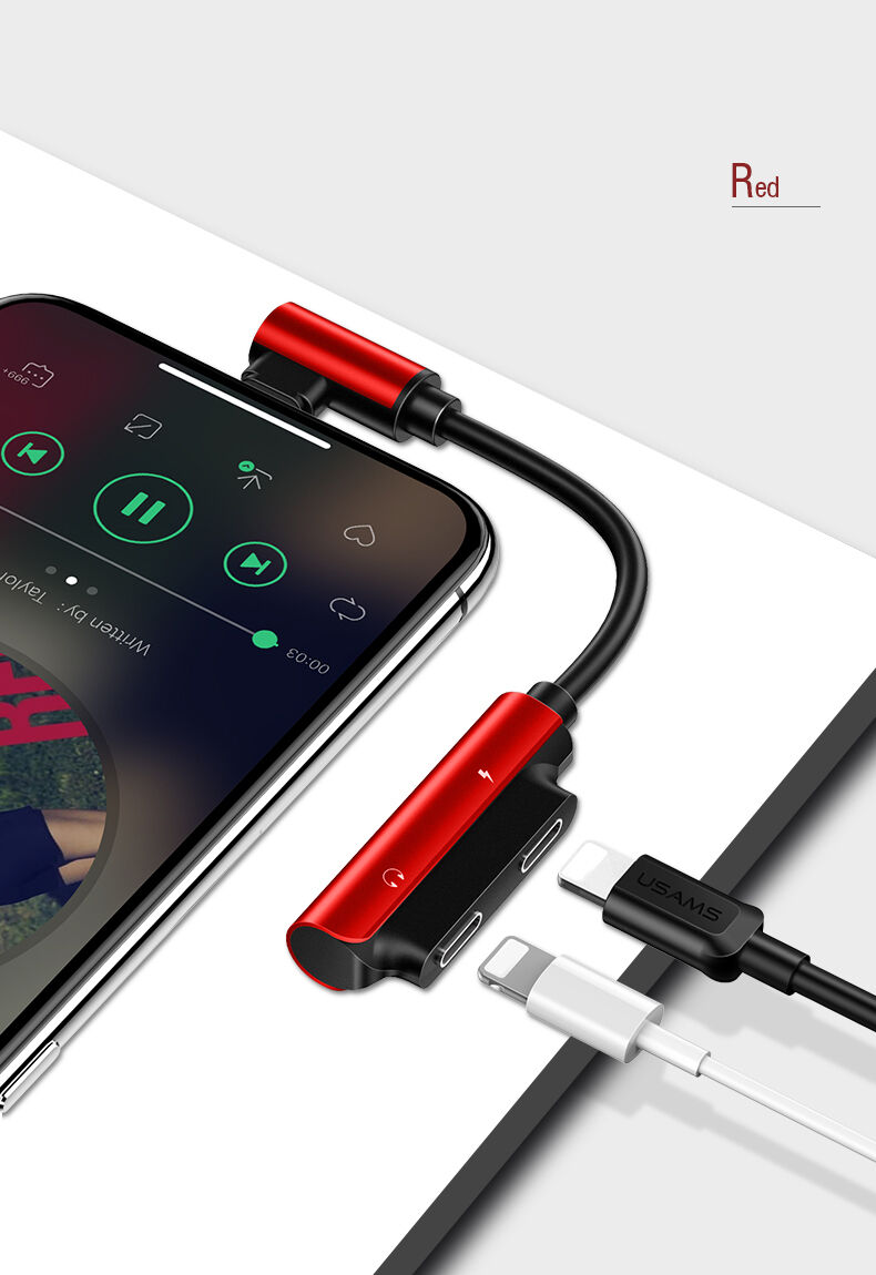 USAMS редукція з 2 lightning конекторами для iPhone - чорний