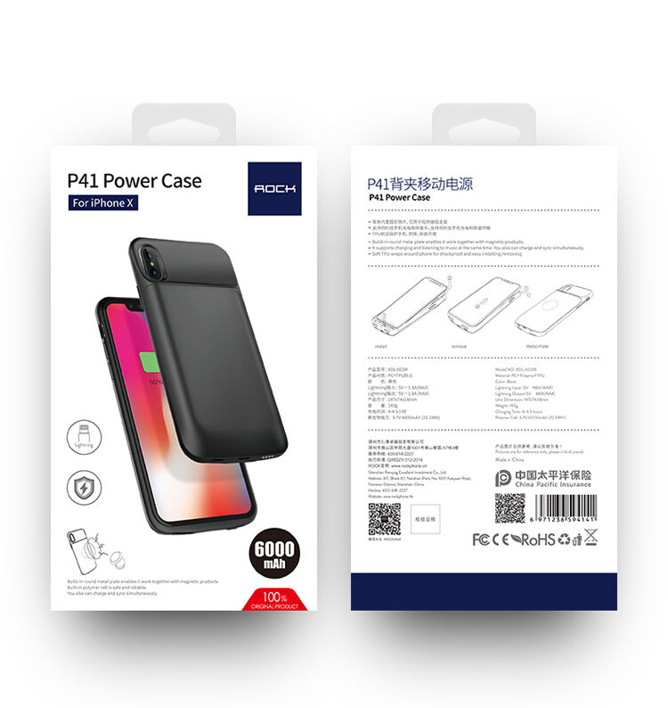 ROCK чохол з батерейкою 6000mAh для iPhone XS / iPhone X - чорний ROCK чохол з батерейкою 6000mAh для iPhone XS / iPhone X - чорний