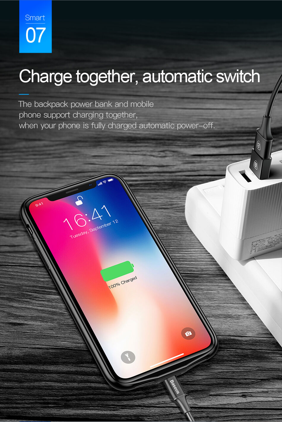 BASEUS чохол з батерейкою 3500mAh для iPhone X - чорний