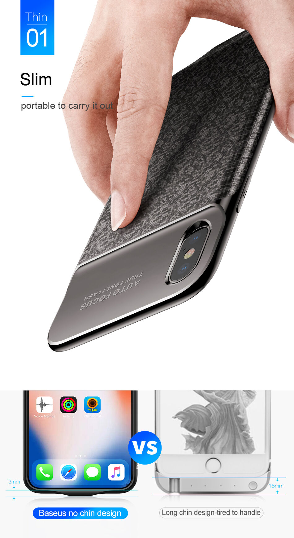 BASEUS чохол з батерейкою 3500mAh для iPhone X - білий