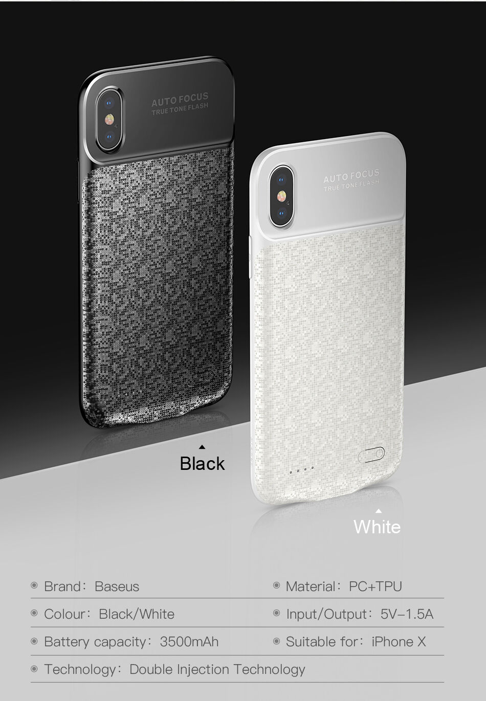 BASEUS чохол з батерейкою 3500mAh для iPhone X - білий