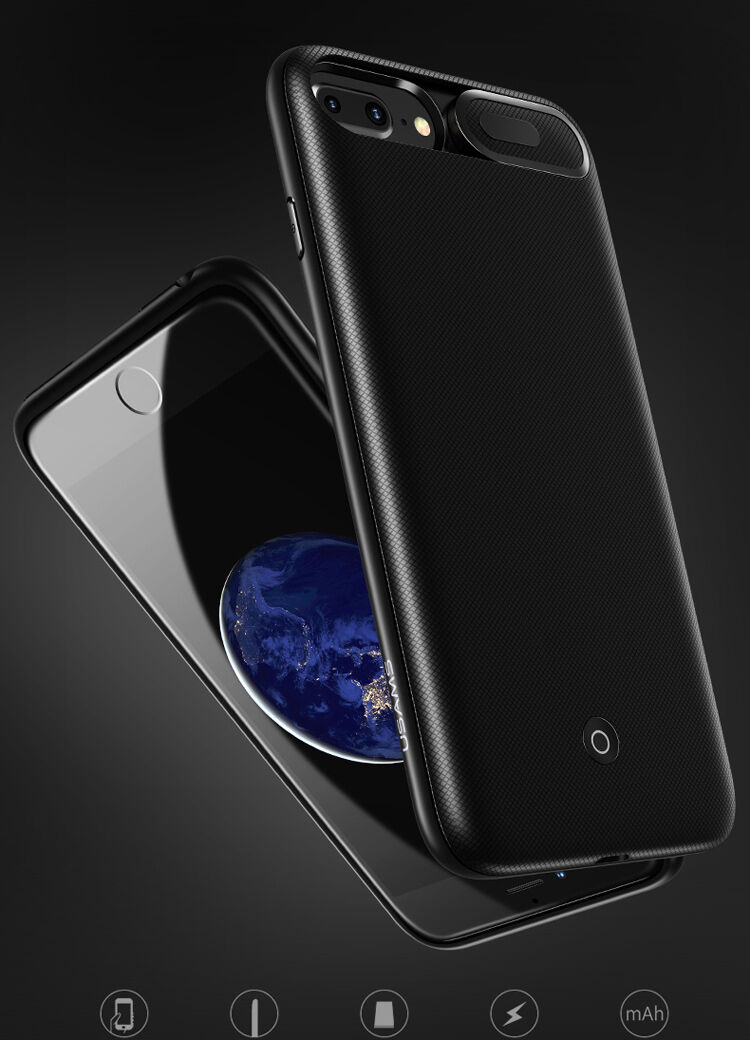 USAMS чохол з акумулятором 3000mAh та охороною об'єктива для Apple iPhone 6 / 6S / 7 / 8 - чорний