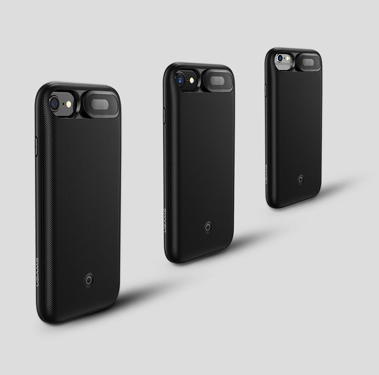 USAMS чохол з акумулятором 3000mAh та охороною об'єктива для Apple iPhone 6 / 6S / 7 / 8 - чорний