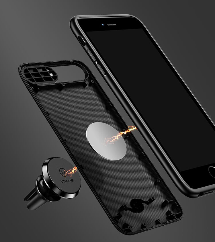 USAMS чохол з акумулятором 3000mAh та охороною об'єктива для Apple iPhone 6 / 6S / 7 / 8 - чорний