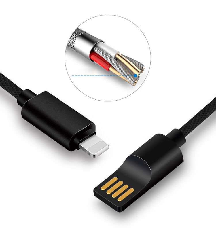 X-LEVEL елегантний USB / lightning кабель для Apple iPhone / iPad / iPod - 8cm - чорний
