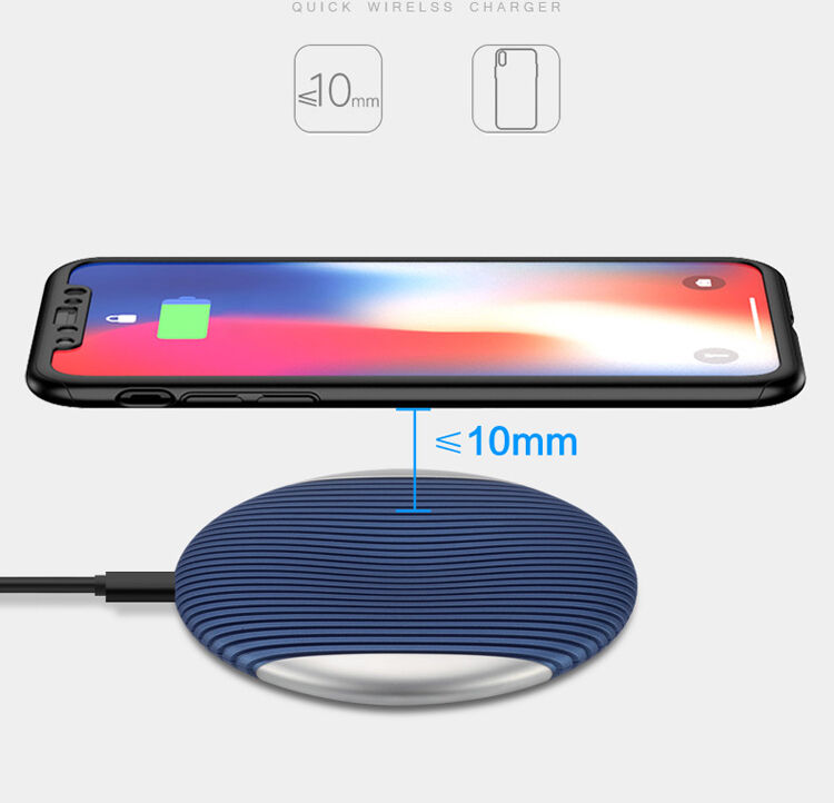 Бездротова QI зарядка з гумою для Apple iPhone - синьо-срібна