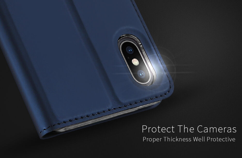DUX DUCIS чохол з підставкою та відділами на документи для Apple iPhone XS / iPhone X - темно-синій