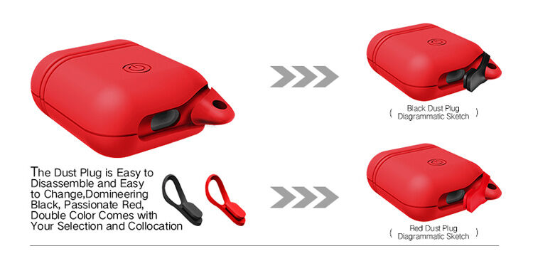 Водостійкий та пилонепроникний силіконовий захисний футляр для AirPods 1 / 2 - чорний