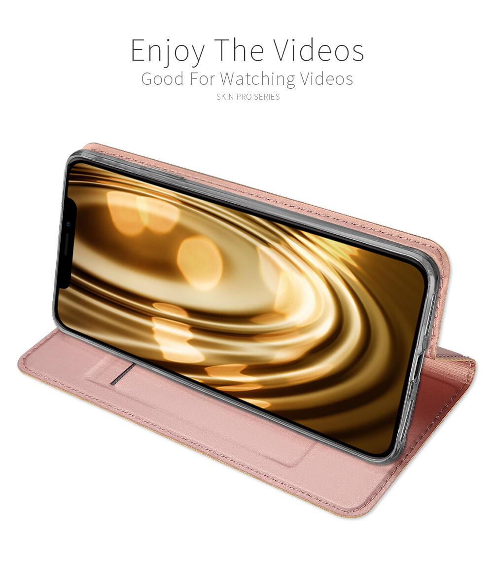 DUX DUCIS Чохол з підставкою та відсіками для документів та карток для Apple iPhone XS / iPhone X - рожево-золотий