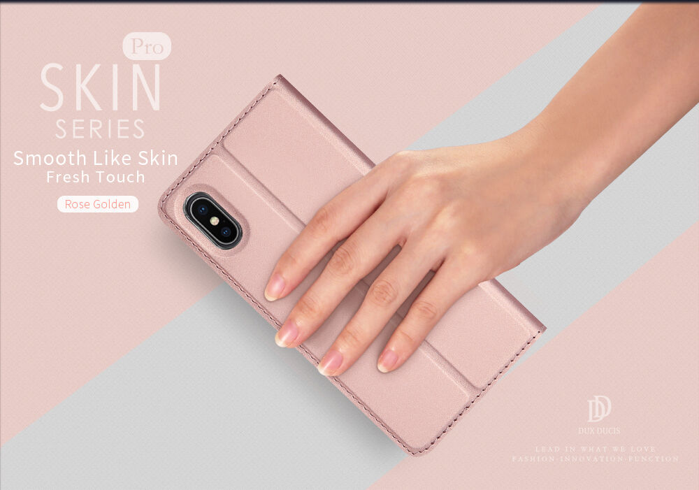 DUX DUCIS Чохол з підставкою та відсіками для документів та карток для Apple iPhone XS / iPhone X - золотий