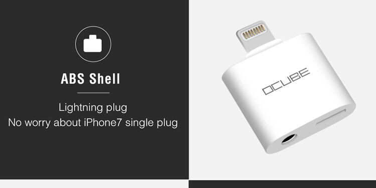 OCUBE 2 в 1 перехідник Lightning на 3.5 мм порт та Lightning для Apple iPhone - чорний