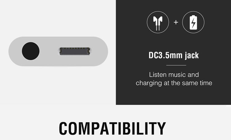 OCUBE 2 в 1 перехідник Lightning на 3.5 мм порт та Lightning для Apple iPhone - чорний
