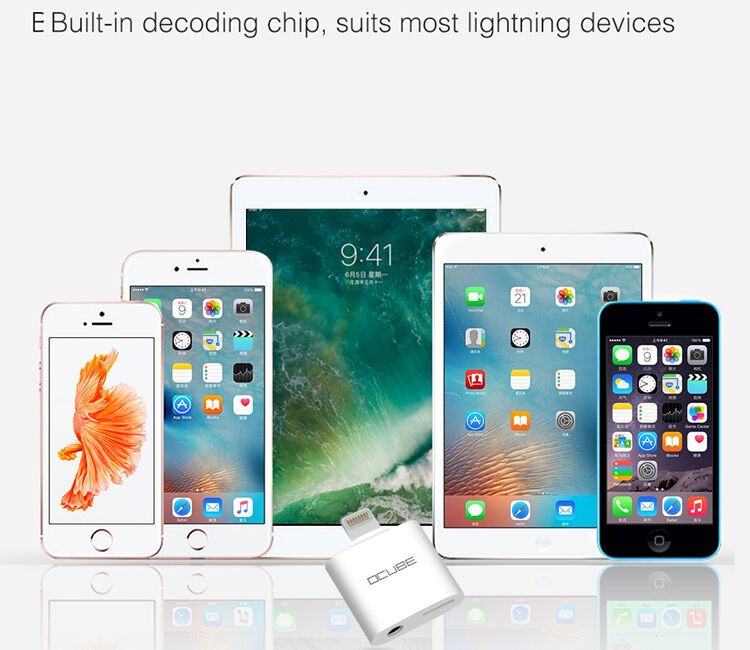 OCUBE 2 в 1 перехідник Lightning на 3.5 мм порт та Lightning для Apple iPhone - чорний