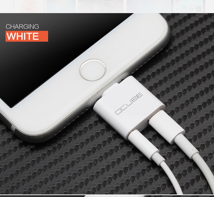 OCUBE 2 в 1 перехідник Lightning на 3.5 мм порт та Lightning для Apple iPhone - чорний
