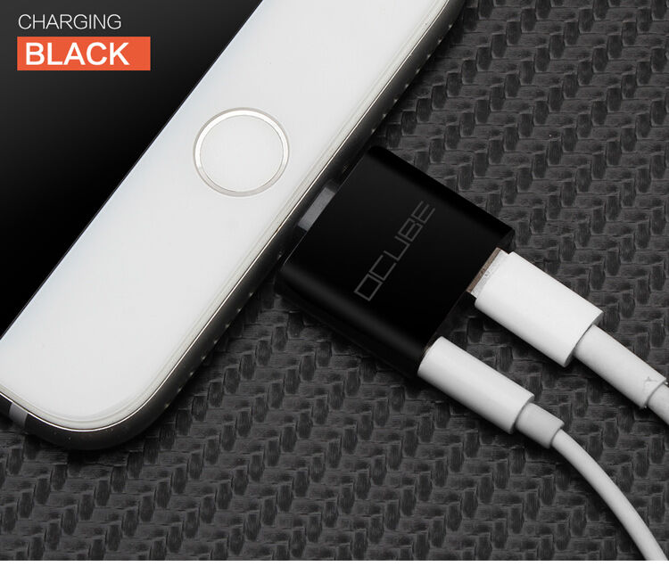 OCUBE 2 в 1 перехідник Lightning на 3.5 мм порт та Lightning для Apple iPhone - чорний