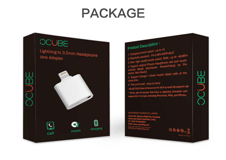 OCUBE 2 в 1 перехідник Lightning на 3.5 мм порт та Lightning для Apple iPhone - чорний OCUBE 2 в 1 перехідник Lightning на 3.5 мм порт та Lightning для Apple iPhone - чорний