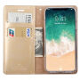 MERCURY шкіряний чохол з відділом для документів та підставкою для iPhone XS / iPhone X - золотий
