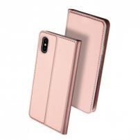 DUX DUCIS Чохол з підставкою та відсіками для документів та карток для Apple iPhone XS / iPhone X - рожево-золотий