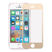 Загартоване 3D скло по цілому периметрі телефону для iPhone SE (2016) / 5S / 5 - 0.3 мм - золоте