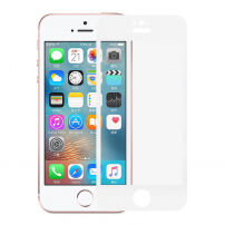 Загартоване 3D скло по цілому периметрі телефону для iPhone SE (2016) / 5S / 5 - 0.3 мм - біле