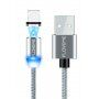 FLOVEME Round магнітний кабель USB-A / USB-C / Micro USB / Lightning для iPhone / iPad / iPod / AirPods - 1 m - срібна