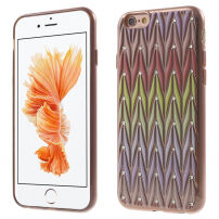 Захисна панель з дизайном дорогоцінного каміння для Apple iPhone 6 / 6S - червоно-золота