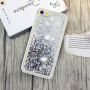 Захисний чохол з плавучими блискітками для Apple iPhone SE (2016) / 5S / 5 - чорний/срібний